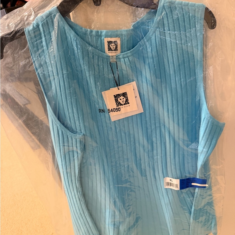 Anne Klein Light Blue Ribbed Top